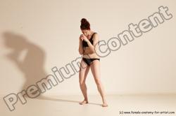 Underwear Martial art Woman White Moving poses Average long brown Dynamic poses Academic